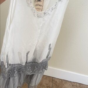 Vintage White and Gray Dress